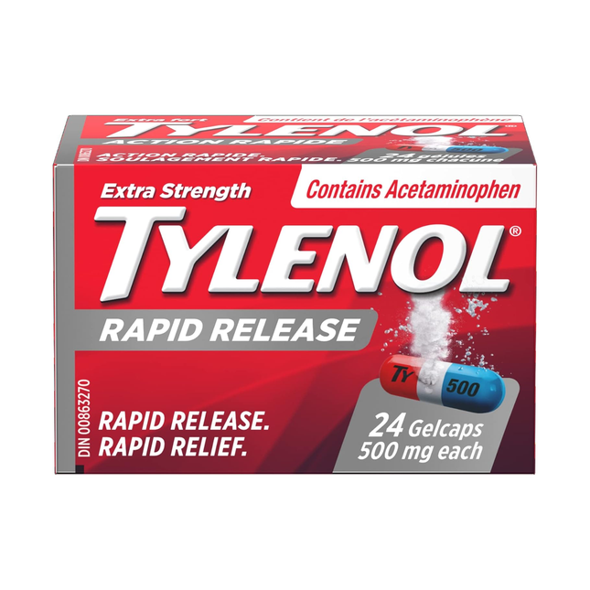 Tylenol Acétaminophène à soulagement rapide 500 mg | 24 gélules