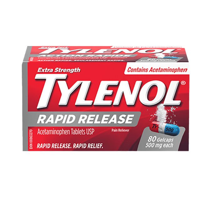 Tylenol - Acétaminophène à libération rapide 500 mg | 80 gélules
