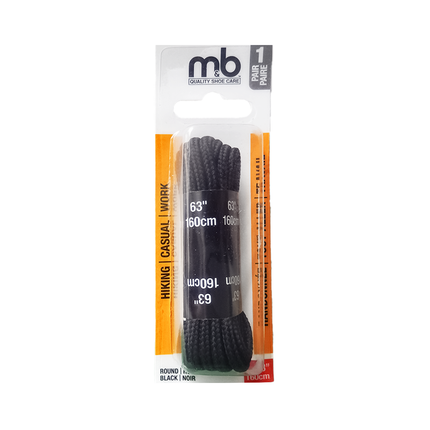 M&B - Round Laces, Black 63" | 1 Pair