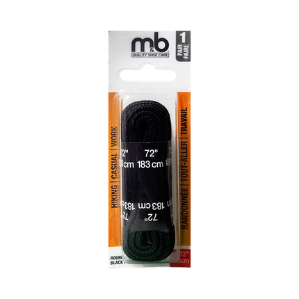 M&amp;B - Lacets décontractés et de travail, noir 72" | 1 paire
