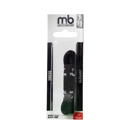M&amp;B - Lacets ronds pour robe, noirs, 30 po | 1 paire