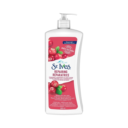 St. Ives - Lotion corporelle réparatrice à l'huile de canneberge et de pépins de raisin | 600 ml