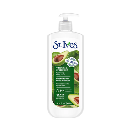 St. Ives - Lait corporel hydratant à la vitamine E et à l'huile d'avocat | 600 ml