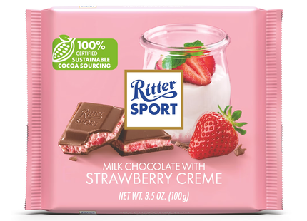Ritter Sport - Milk Chocolate With Strawberry Creme | 100 g