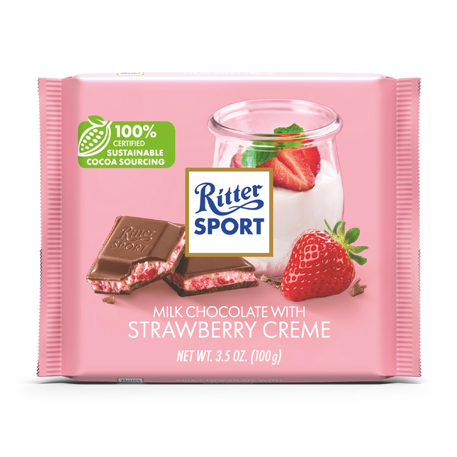 Ritter Sport - Chocolat au lait à la crème de fraise | 100 g