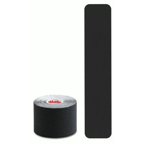 Mueller Sport Care - Kinesiology Tape Black |1 Roll, 20 Pre-cut strips ( 5.0 cm x 24.7 cm )
