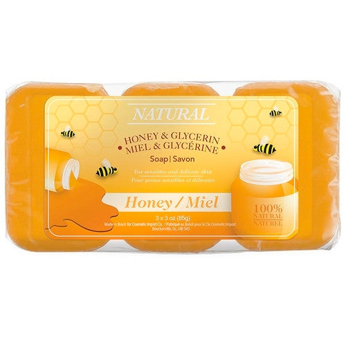 Barre de savon naturelle au miel et à la glycérine pour peaux sensibles et délicates – Parfum miel | 3 barres