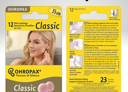 Bouchons d'oreilles en cire Ohropax Classic | 6 paires