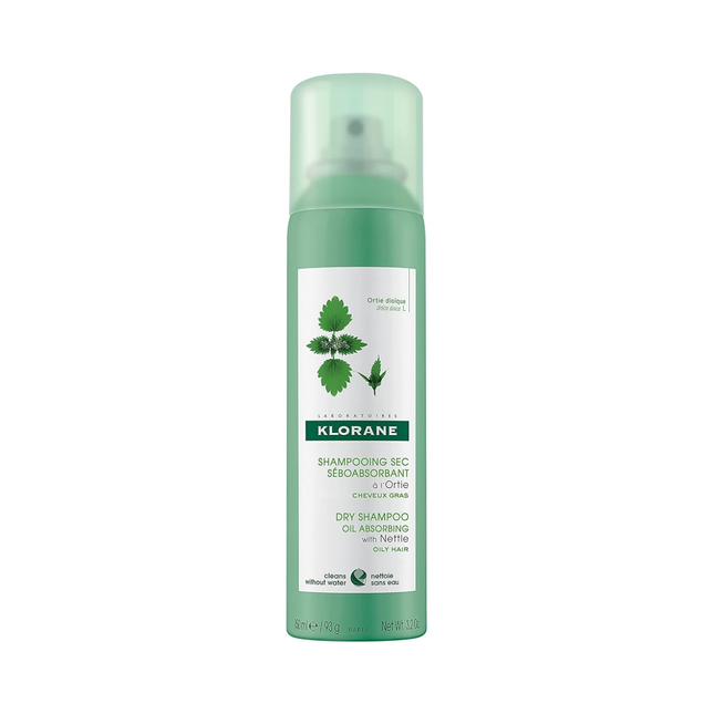 Klorane - Shampoing sec absorbant l'huile à l'ortie pour cheveux gras - Cheveux bruns à foncés | 150 ml