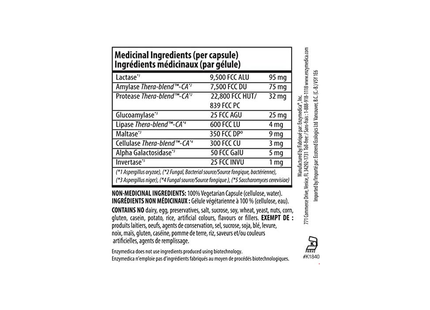 Enzymedica - Lacto - Soutien enzymatique pour le soulagement digestif de l'intolérance au lactose | 30 Gélules