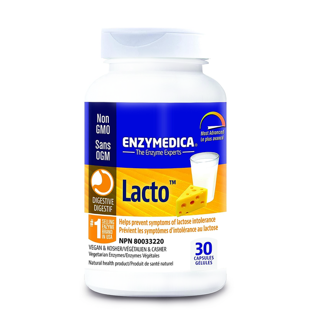 Enzymedica - Lacto - Soutien enzymatique pour le soulagement digestif de l'intolérance au lactose | 30 Gélules