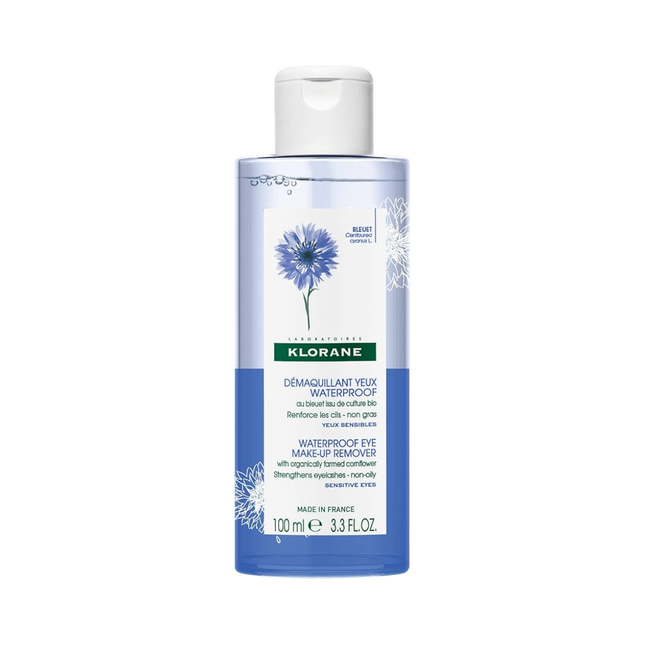 Klorane - Waterproof Eye Make-Up Remover with Organic Cornflower for Sensitive Eyes | 100 mL