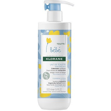 *Klorane BeBe - No Rinse Cleansing Lotion with Calendula - for Face Hands & Diaper Area - Normal to Dry Skin | 500 mL