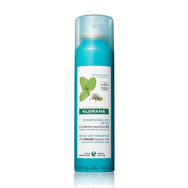 Klorane - Shampoing sec détox à la menthe aquatique bio - pour cheveux exposés à la pollution | 150 ml