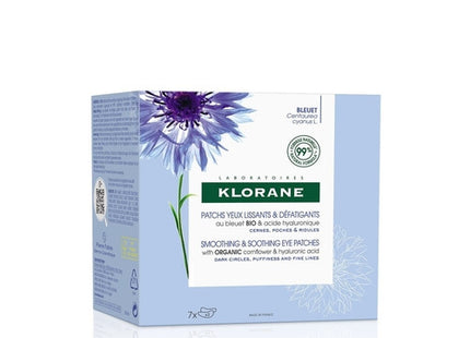 Klorane - Smoothing & Soothing Eye Patches with Organic Cornflower and Hyaluronic Acid | 7 x 2 pack