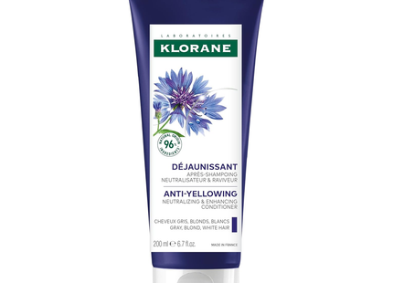 Klorane - Anti-Yellowing Conditioner with Organic Centaury For Gray, Blonde & White Hair | 200 mL