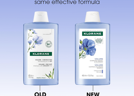 Klorane - Shampoing Volume au Lin Bio pour Cheveux Fins | 400 ml