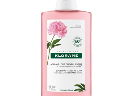 Klorane - Shampoing apaisant cuir chevelu sensible, Pivoine bio | 400 mL