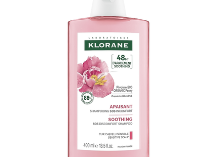 Klorane - Shampoing apaisant cuir chevelu sensible, Pivoine bio | 400 mL