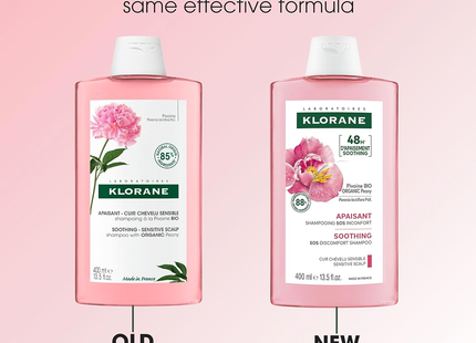 Klorane - Shampoing apaisant cuir chevelu sensible, Pivoine bio | 400 mL