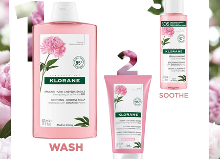 Klorane - Shampoing apaisant cuir chevelu sensible, Pivoine bio | 400 mL