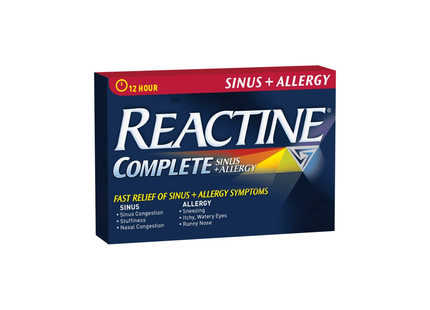 Reactine Complete Sinus + Comprimés à libération prolongée pour le soulagement des allergies | 10 comprimés