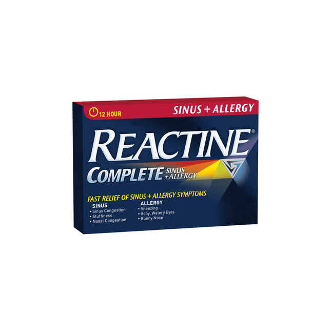 Reactine Complete Sinus + Comprimés à libération prolongée pour le soulagement des allergies | 10 comprimés