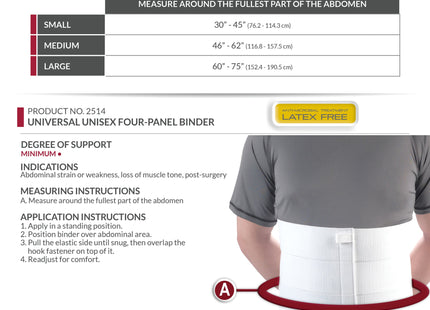 OTC - Ceinture abdominale blanche à 4 panneaux de 30 cm