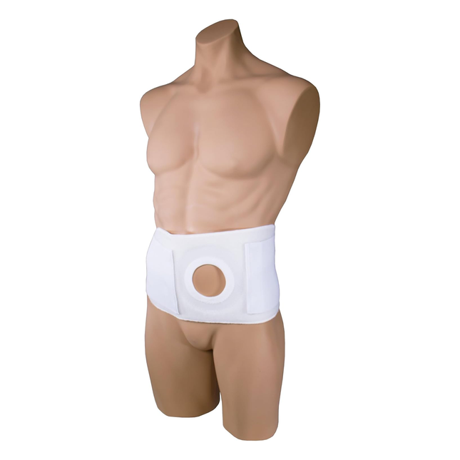 Ceinture de stomie OTC 6" avec coussinet (ouverture 3"), blanche