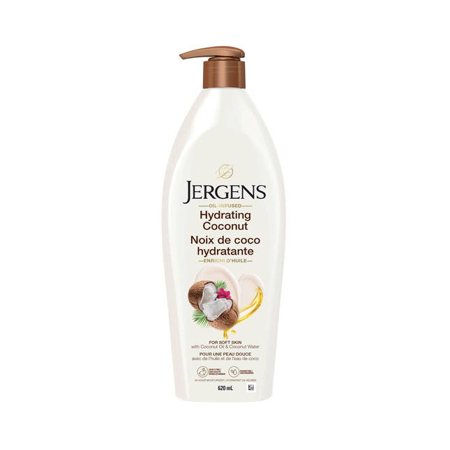 Jergens - Huile de noix de coco hydratante pour une peau douce | 620 ml