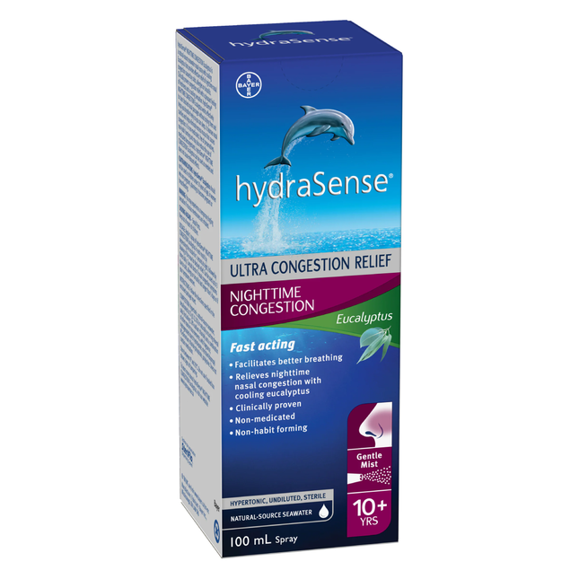 HydraSense - Soulagement nocturne de la congestion à action rapide - Eucalyptus | Vaporisateur 100 ml 