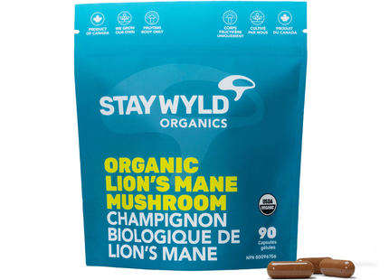 Stay Wyld Organics - Crinière de lion Aliment Cerveau | 90 Capsules