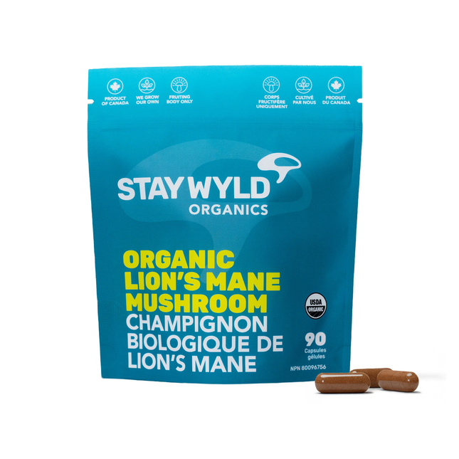 Stay Wyld Organics - Crinière de lion Aliment Cerveau | 90 Capsules