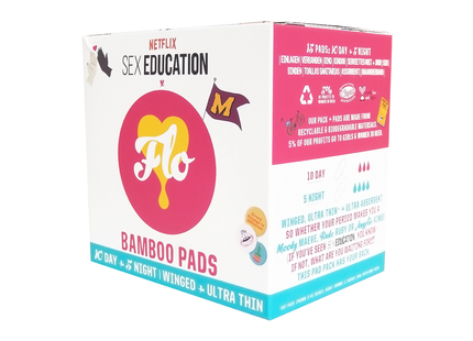 Here We Flo - Bamboo Pads - Winged - Ultra Thin | 10 Day + 5 Nights Pads