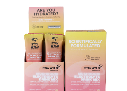Stay Wyld - Bâtonnets pour boisson électrolytique, saveur pêche | Paquet de 20