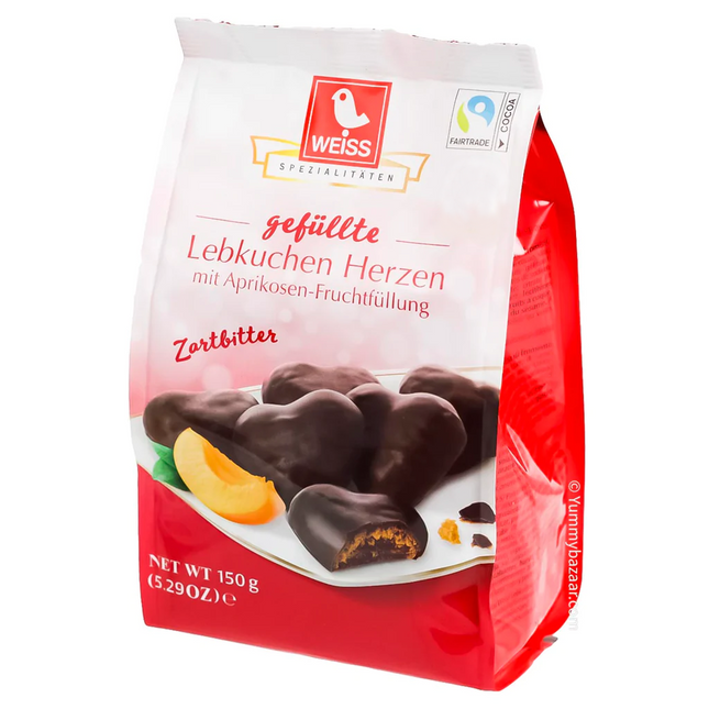 Weiss - Coeurs de Lebkuchen fourrés au chocolat noir et aux abricots | 150g