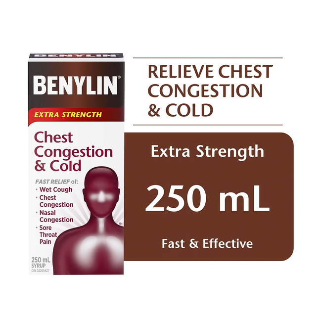 Benylin - Sirop extra fort contre la toux et la congestion thoracique | 250 ml