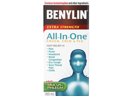Benylin  All-In-One Cough Cold & Flu, Extra Strength | 180 mL