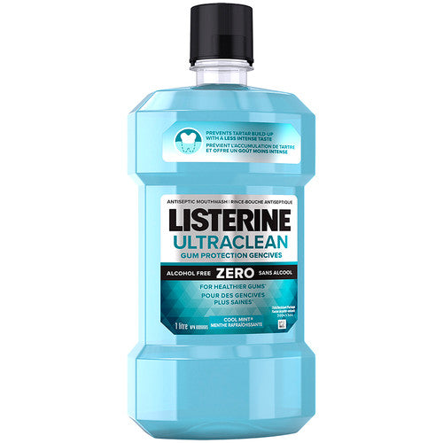 Listerine - Ultraclean Zero - Rince-bouche antiseptique sans alcool - Saveur menthe fraîche | 1 litre