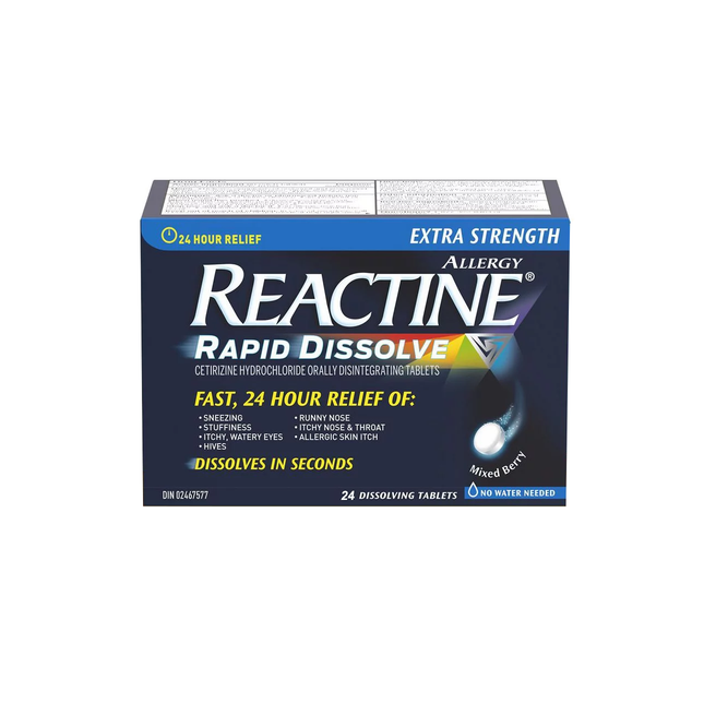 Reactine - Comprimés dissolvants extra forts pour le soulagement des allergies à dissolution rapide | 24 comprimés