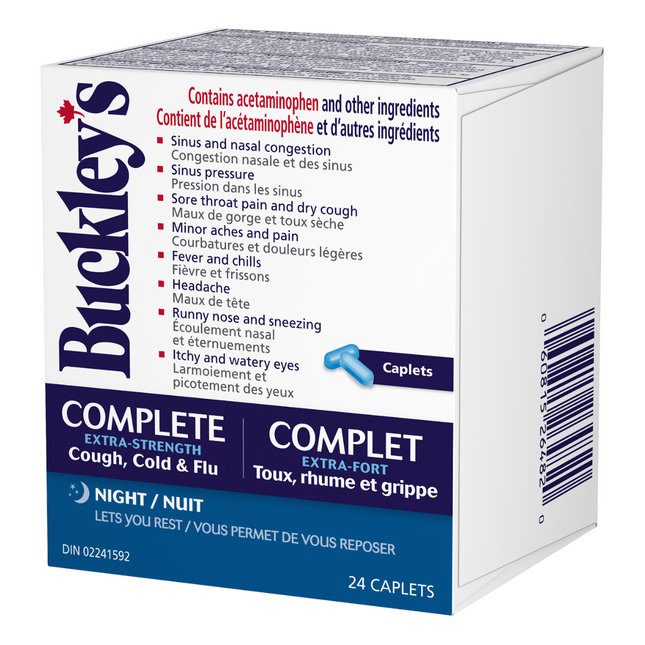 Buckley's - Complete Extra Strength - Cough, Cold & Flu - Nighttime | 24 Caplets