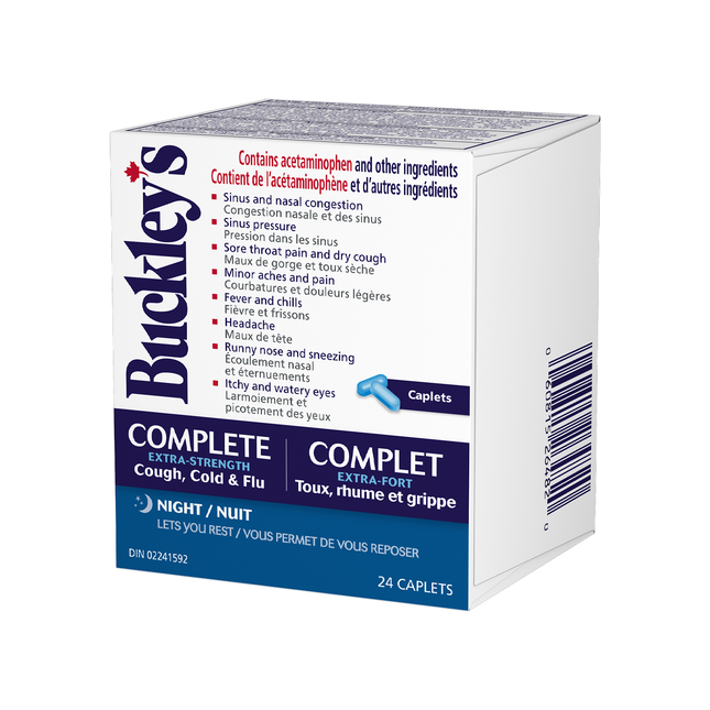 Buckley's - Complete Extra Fort - Toux, rhume et grippe - Nuit | 24 caplets