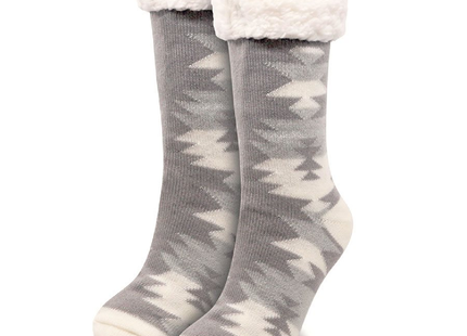 BB - Chaussons-chaussettes tricotés pour femmes – Motif aztèque pour un confort douillet