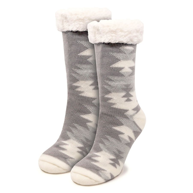 BB - Chaussons-chaussettes tricotés pour femmes – Motif aztèque pour un confort douillet