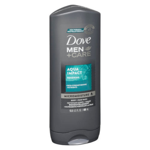 Dove - Nettoyant visage et corps Men + Care - Aqua Impact Renewing | 400 ml