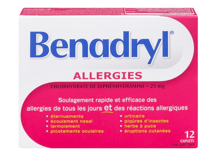 Benadryl - Caplets pour le soulagement des allergies | 12 caplets
