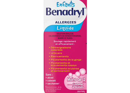 Benadryl - Children's Allergy Liquid for Ages Under 12 - Bubblegum | 100 mL