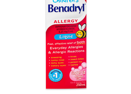 Benadryl - Antihistamine Allergy Relief 6.25MG/5ML - Bubble Gum | 100 mL
