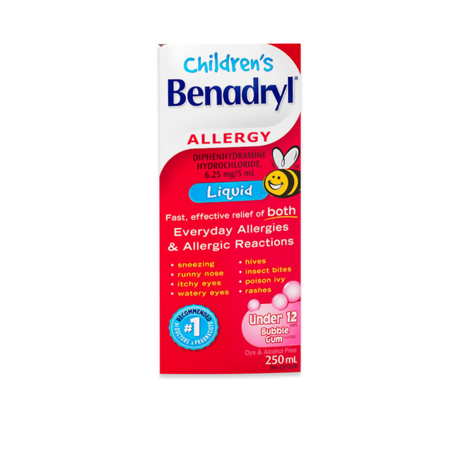 Benadryl - Antihistamine Allergy Relief 6.25MG/5ML - Bubble Gum | 100 mL