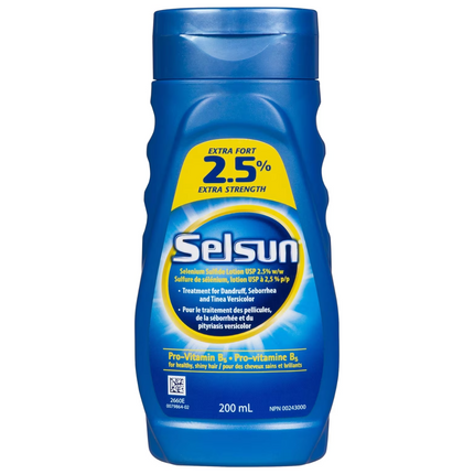 Selsun - Lotion extra forte à 2,5 % de sulfure de sélénium - Traitement des pellicules, de la séborrhée et de la pityriasis versicolor - avec provitamine B5 | 200 ml